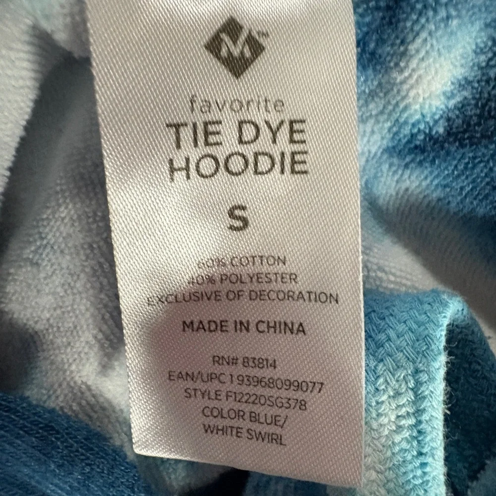 TIE DYE HOODIE SWEATSHIRT Blue White Boho Pullover Cozy Loungewear Womens SZ 3X - Picture 6 of 12